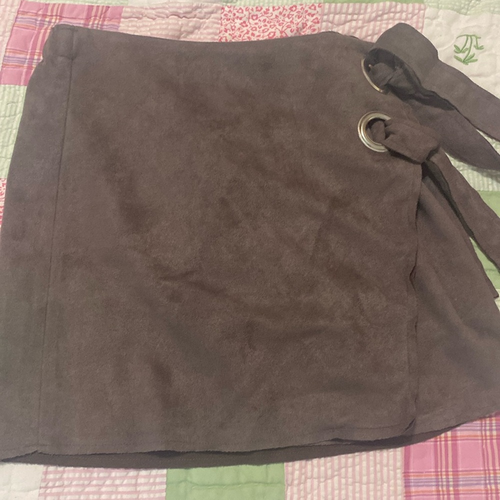 EUC faux suede wrap skirt